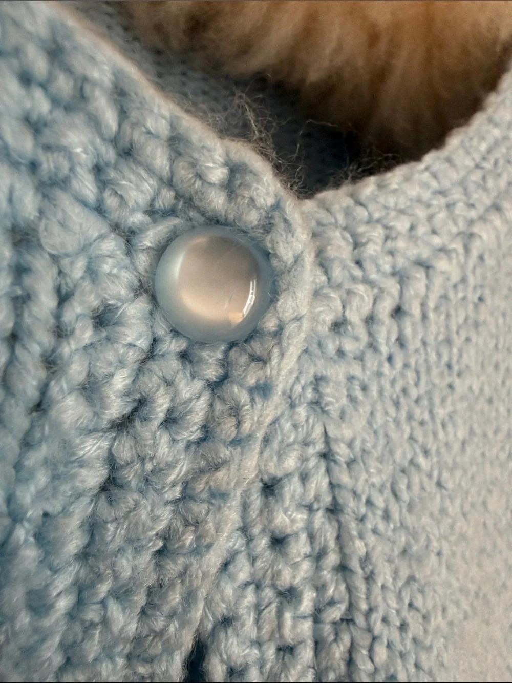 Vintage 90s Leon Levin Hand Loomed Round Neck Light Blue Cardigan - Size L